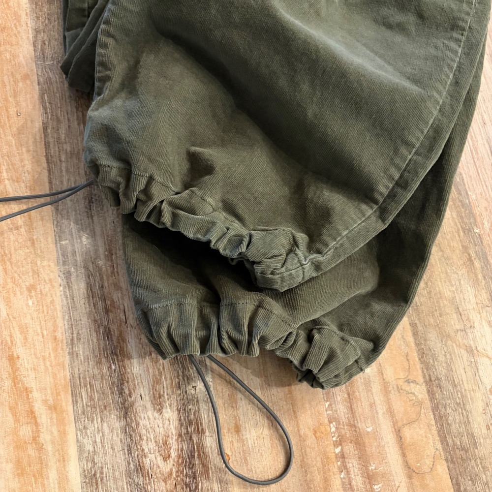 Aeropostale Olive Green Corduroy Parachute Pants Joggers XS Y2K Cozy Streetwear - Picture 10 of 13